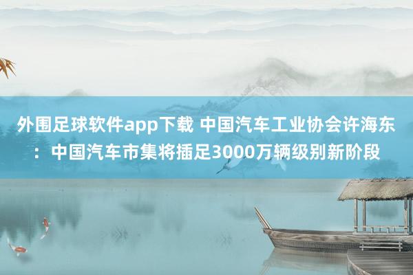 外围足球软件app下载 中国汽车工业协会许海东：中国汽车市集将插足3000万辆级别新阶段