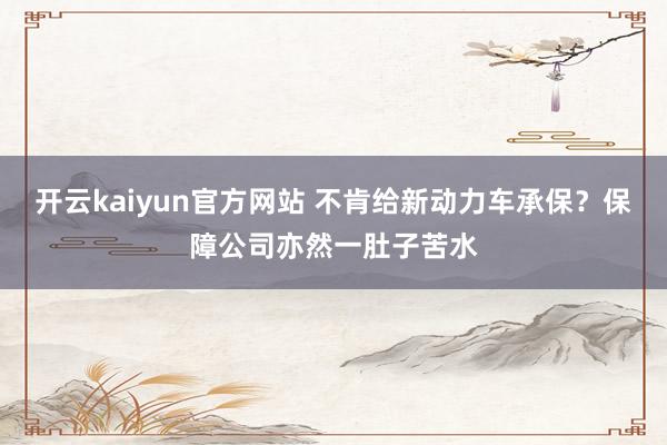 开云kaiyun官方网站 不肯给新动力车承保？保障公司亦然一肚子苦水