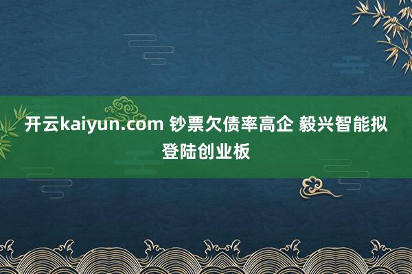 开云kaiyun.com 钞票欠债率高企 毅兴智能拟登陆创业板