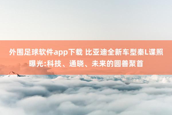 外围足球软件app下载 比亚迪全新车型秦L谍照曝光:科技、通晓、未来的圆善聚首