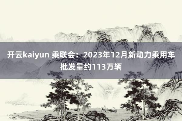 开云kaiyun 乘联会：2023年12月新动力乘用车批发量约113万辆