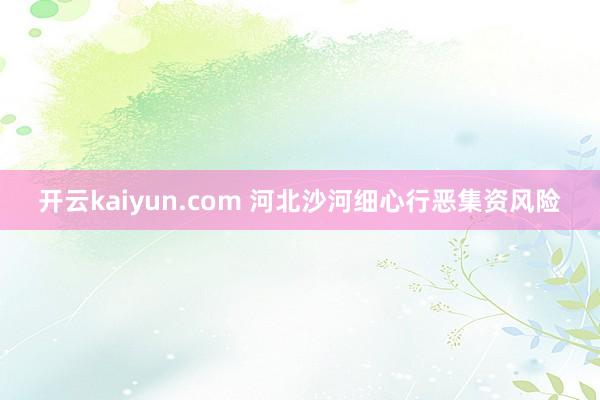 开云kaiyun.com 河北沙河细心行恶集资风险