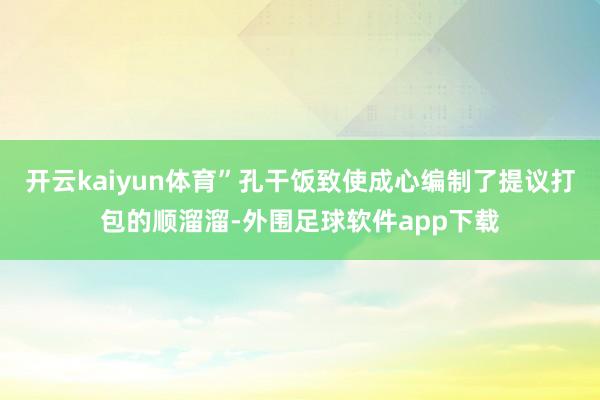 开云kaiyun体育”孔干饭致使成心编制了提议打包的顺溜溜-外围足球软件app下载