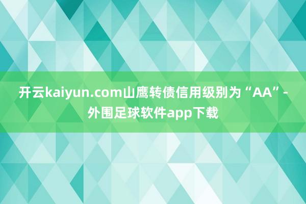 开云kaiyun.com山鹰转债信用级别为“AA”-外围足球软件app下载