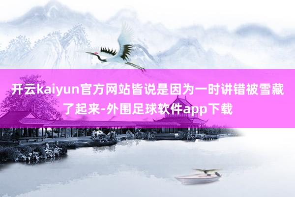 开云kaiyun官方网站皆说是因为一时讲错被雪藏了起来-外围足球软件app下载