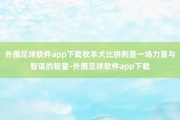 外围足球软件app下载牧羊犬比拼则是一场力量与智谋的较量-外围足球软件app下载