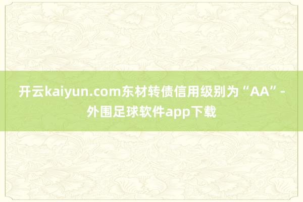 开云kaiyun.com东材转债信用级别为“AA”-外围足球软件app下载