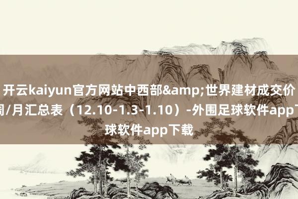 开云kaiyun官方网站中西部&世界建材成交价钱周/月汇总表（12.10-1.3-1.10）-外围足球软件app下载