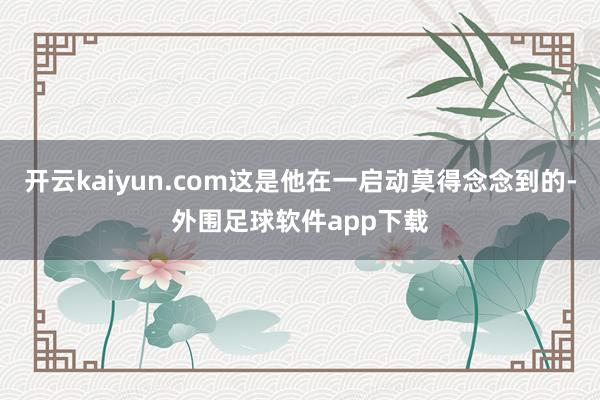 开云kaiyun.com这是他在一启动莫得念念到的-外围足球软件app下载